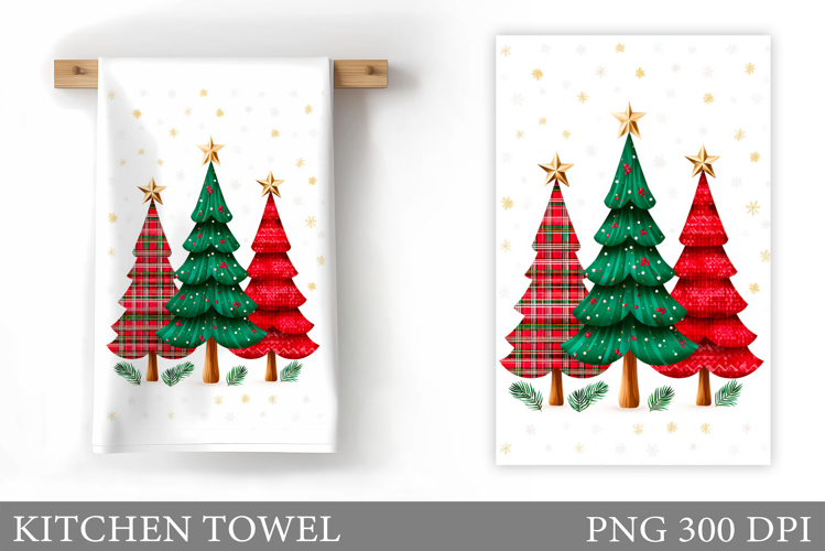 Christmas Tree Kitchen Towel. Christmas Deer Kitchen Towel