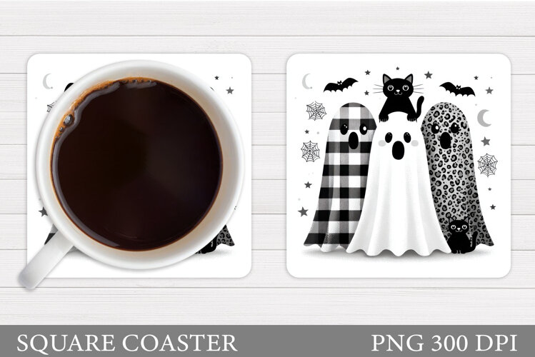 Ghost Coaster Design. Halloween Coaster Sublimation example image 1