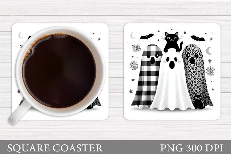 Ghost Coaster Design. Halloween Coaster Sublimation