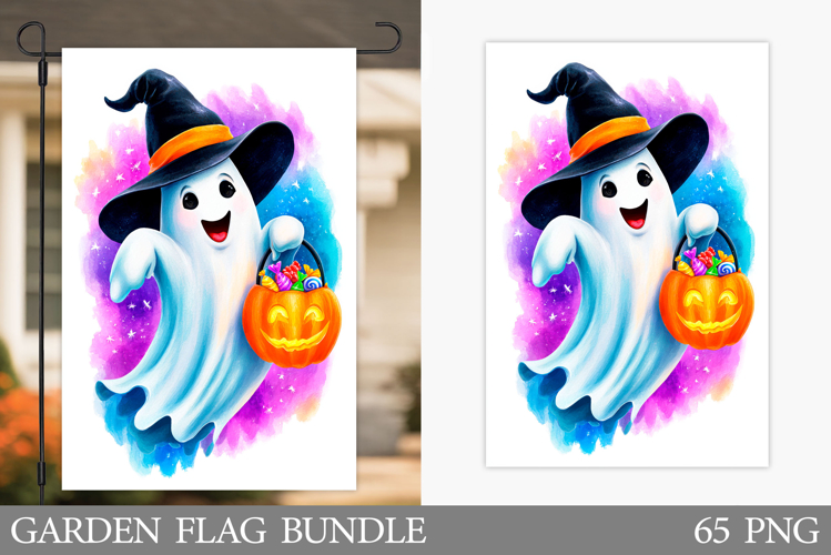 Ghost Garden Flag Sublimation. Halloween Garden Flag Design