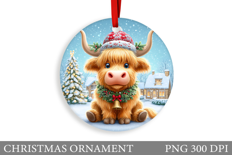 Cute Cow Christmas Ornament. Christmas Ornament Sublimation