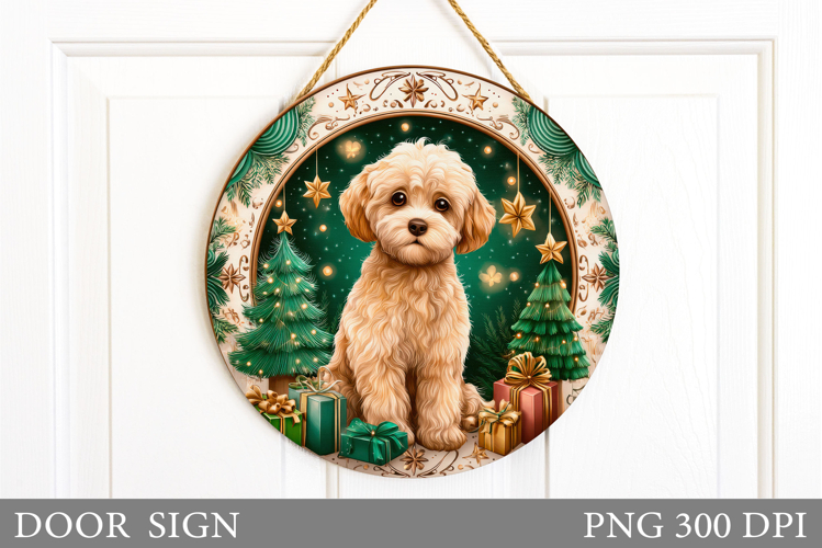 Christmas Dog Door Sign. Christmas Door Sign Sublimation