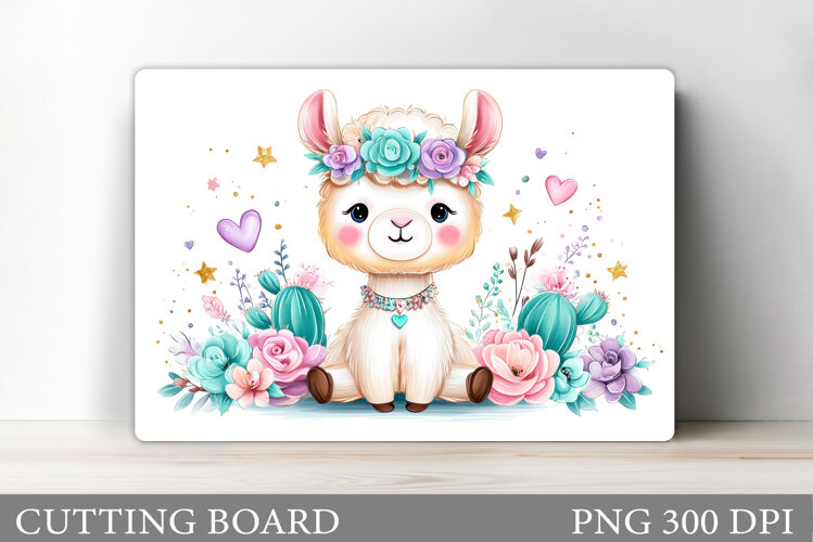 Lama Cutting Board Design. Lama Flowers Cutting Board example image 1