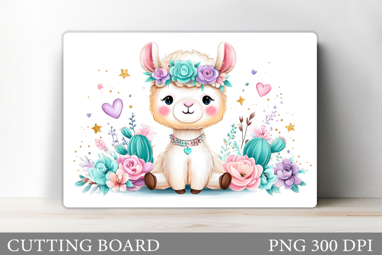 Lama Cutting Board Design. Lama Flowers Cutting Board