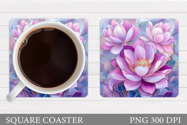 Flowers Coaster Sublimation. Floral Coaster Design