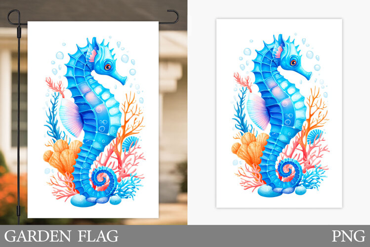 Seahorse Garden Flag Design. Seahorse Sublimation example image 1
