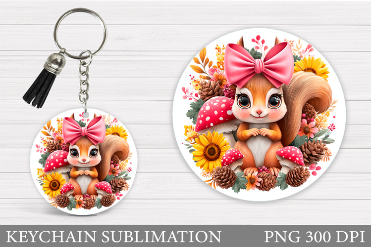 Cute Squirrel Keychain Design. Squirrel Sublimation
