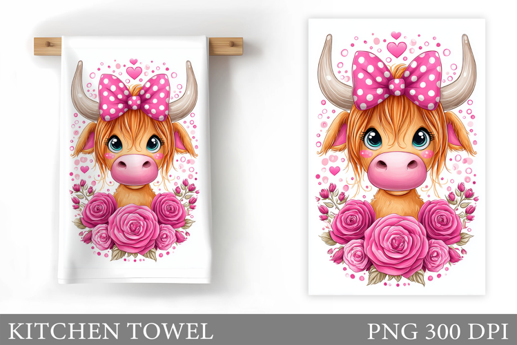 Cute Cow Kitchen Towel. Cow Summer Kitchen Towel Design