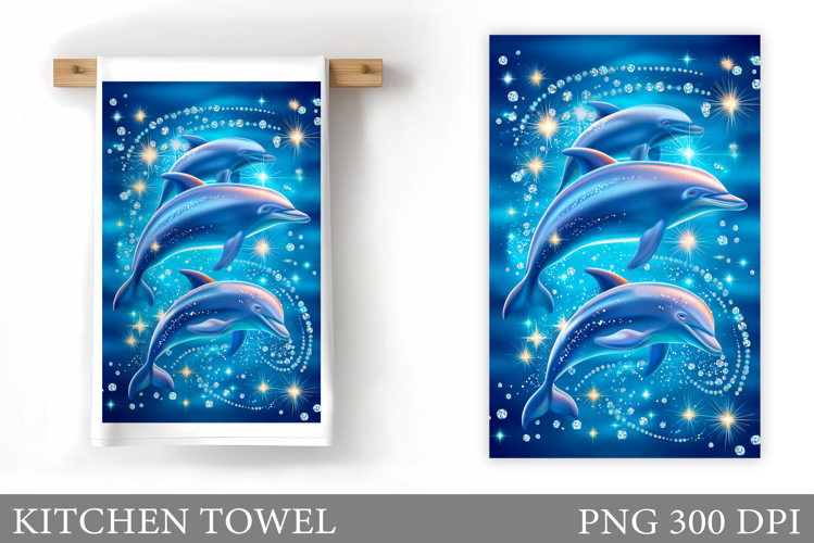 Dolphin Kitchen Towel. Sea Kitchen Towel Design