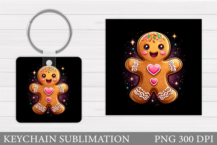 Cute Gingerbread Keychain. Christmas Keychain Sublimation