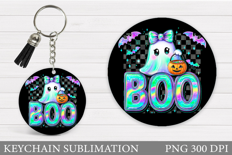 Boo Keychain Sublimation. Halloween Keychain Design