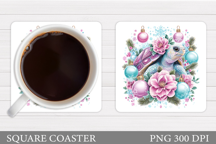 Christmas Turtle Coaster. Christmas Coaster Sublimation