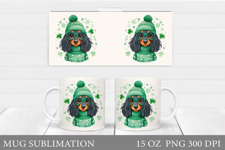 St Patrick Dog Mug Wrap. St Patrick Mug Sublimation