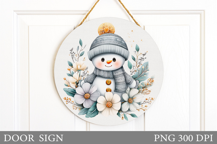 Cute Snowman Door Sign Design. Christmas Sublimation