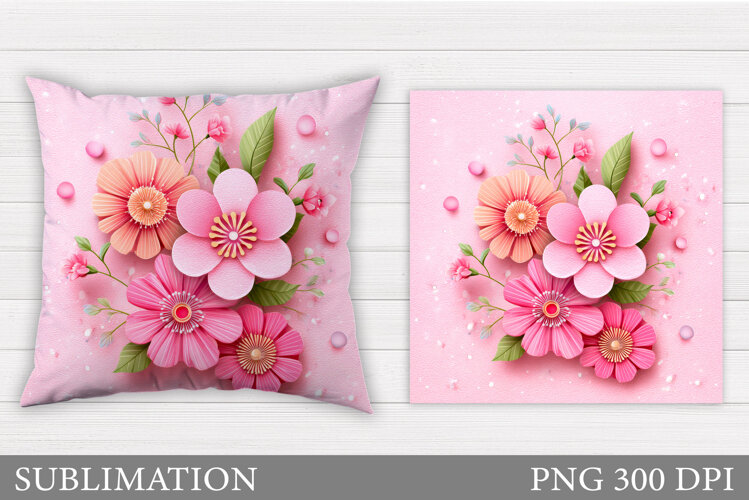 Flowers Pillow Design. Floral Pillow Sublimation example image 1