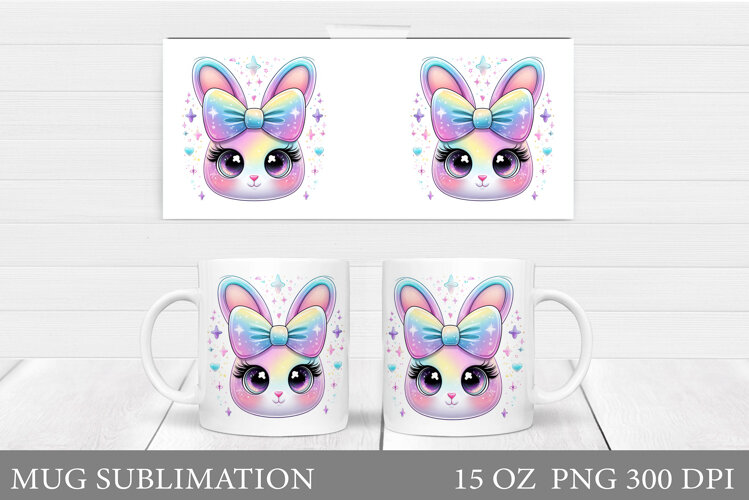 Cute Bunny Mug Design. Cute Bunny Sublimation example image 1