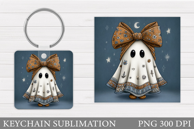 Halloween Keychain Sublimation. Ghost Keychain Design