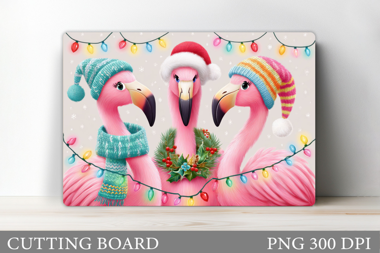 Christmas Flamingo Cutting Board. Christmas Cutting Board