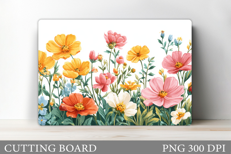 Wildflowers Cutting Board. Flowers Cutting Board Sublimation