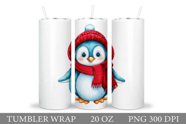 Cute Penguin Tumbler Design. Christmas Tumbler Sublimation