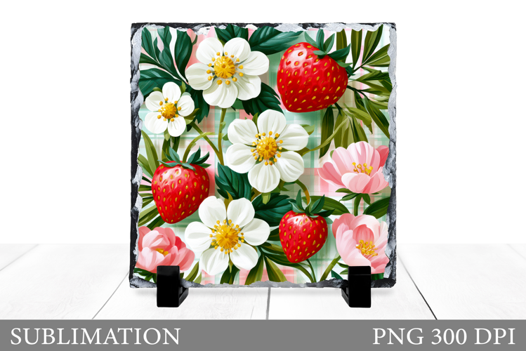 Strawberry Slate Sublimation. Flowers Slate Design