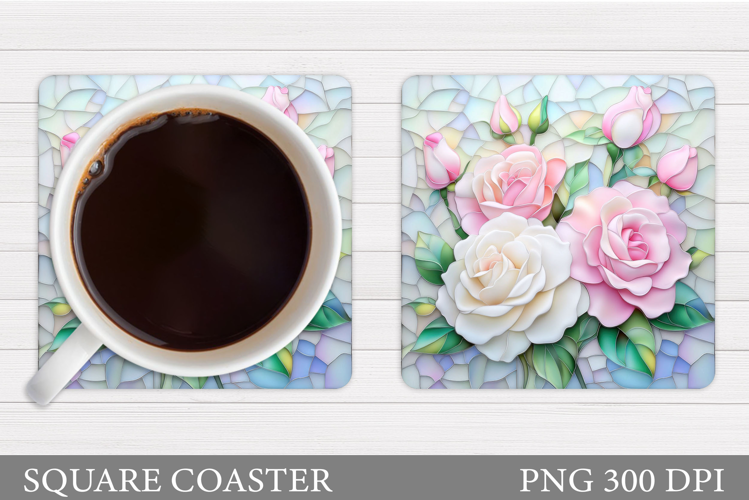 Roses Coaster Sublimation. Flowers Coaster Design