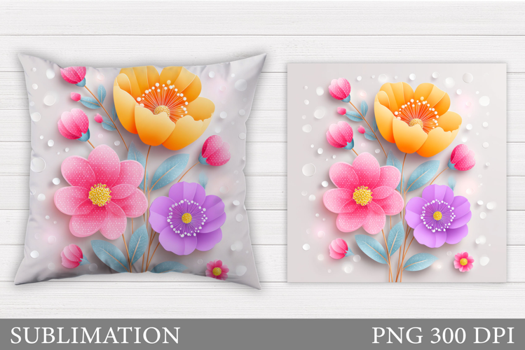 Floral Pillow Design. Flowers Pillow Sublimation