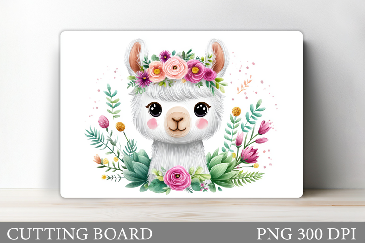 Lama Cutting Board Design. Lama Flowers Cutting Board