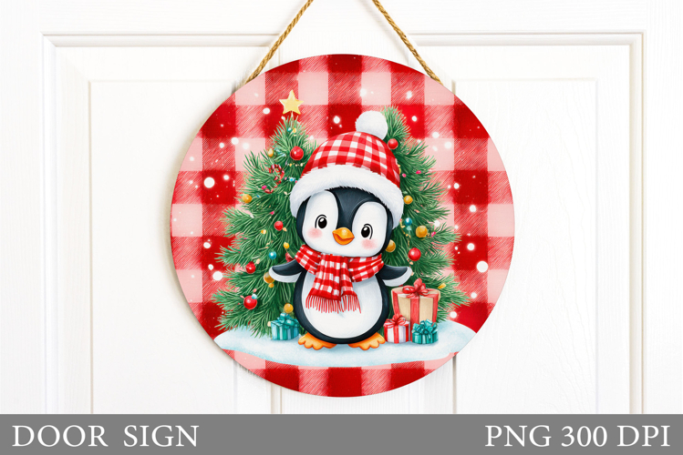 Christmas Penguin Door Sign. Christmas Door Sign Design