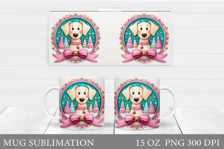 Christmas Dog Mug Design. Christmas Mug Sublimation example image 1
