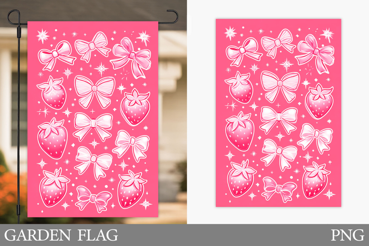 Strawberry Garden Flag Design. Summer Garden Flag