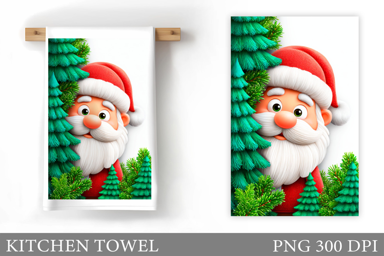 Santa Claus Kitchen Towel. Christmas Kitchen Towel Design