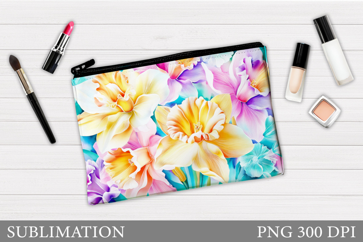 Flowers Makeup Bag Design. Flowers Cosmetics Bag Sublimation