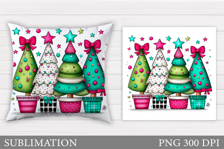Christmas Tree Pillow Design. Christmas Pillow Sublimation