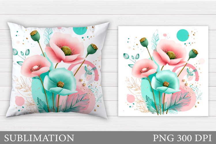 Flowers Pillow Sublimation. Floral Pillow Design