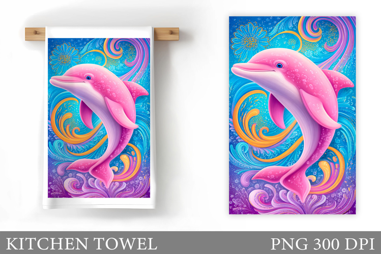 Dolphin Kitchen Towel. Sea Kitchen Towel Design
