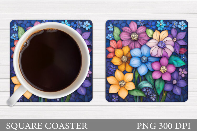 Wildflowers Coaster Design. Floral Coaster Sublimation example image 1