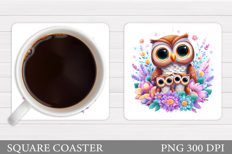 Cute Owls Coaster Design. Cute Owls Sublimation