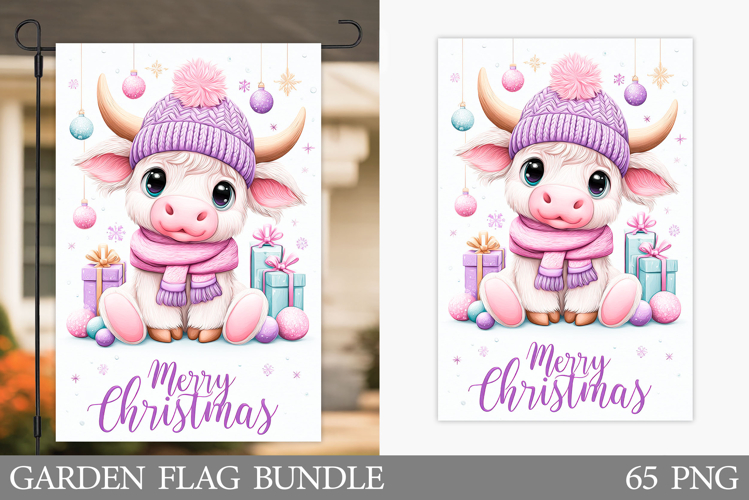 Christmas Cow Garden Flag. Christmas Garden Flag Sublimation