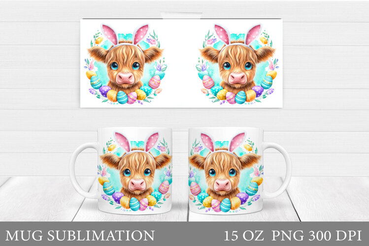 Easter Cow Mug Sublimation. Easter Mug Design example image 1