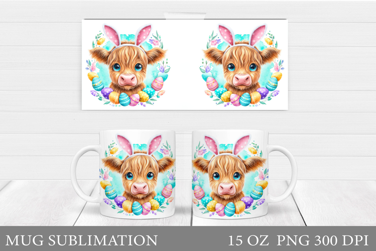Easter Cow Mug Sublimation. Easter Mug Design