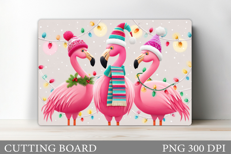 Christmas Flamingo Cutting Board. Christmas Cutting Board