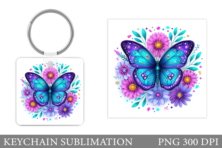 Butterfly Keychain Design. Butterfly Flowers Keychain
