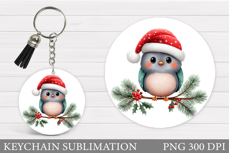 Christmas Bird Keychain. Christmas Keychain Sublimation