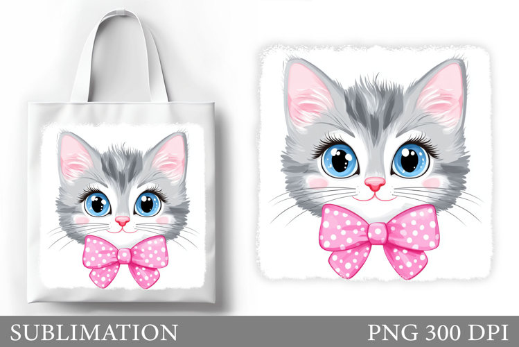 Cute Cat Sublimation. Cute Cat Tote Bag Sublimation