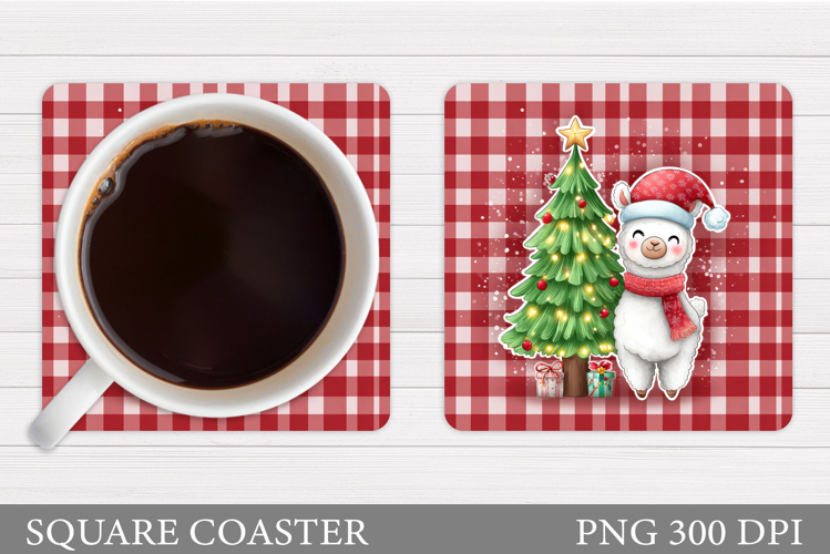 Christmas Lama Coaster Design. Christmas Coaster Sublimation
