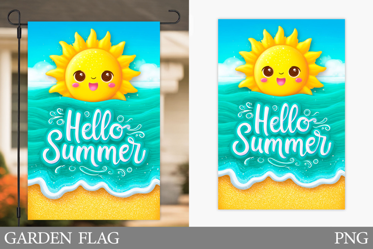 Sun Garden Flag Design. Sea Garden Flag Sublimation