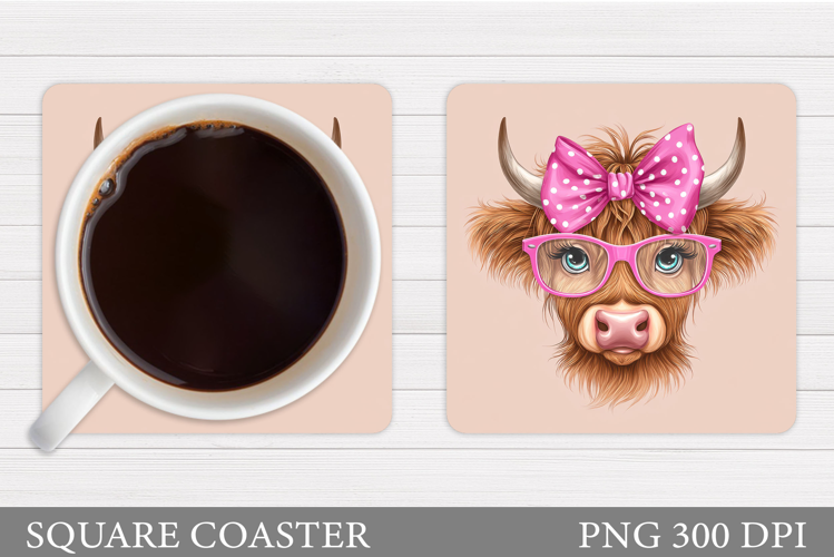 Cute Cow Coaster Design. Funny Cow Sublimation