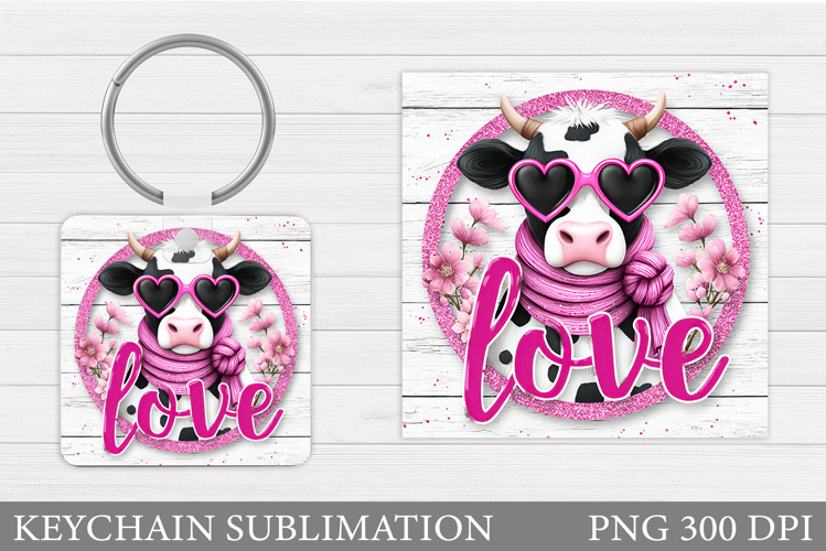 Valentines Cow Keychain. Valentine Keychain Design