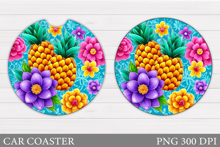Pineapple Car Coaster Design. Pineapple Sublimation